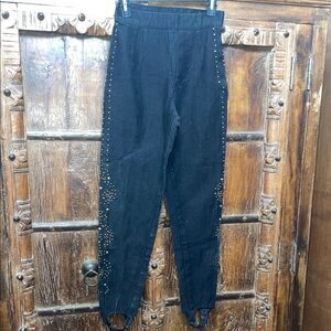 Vintage Goal by Hot Property Stirrup Black Studded Pants High rise jeans Size 6